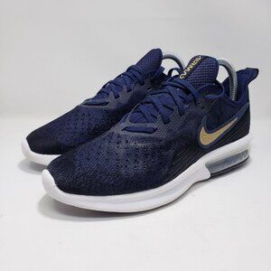 Nike Air Max Sequent 4 Navy Blue & Gold Running Shoes Womens 7.5